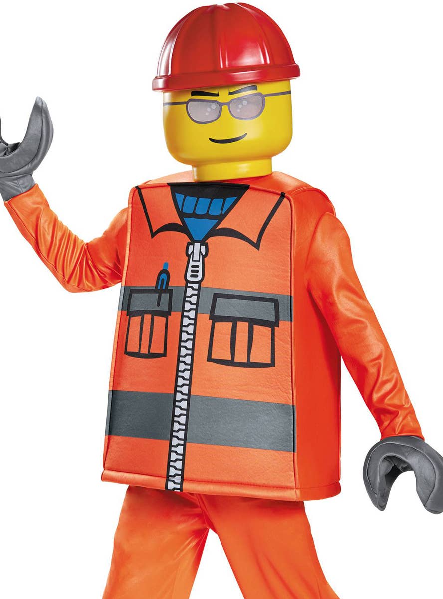 Boys Construction Worker Lego Man Costume - Close Up Alternate Image