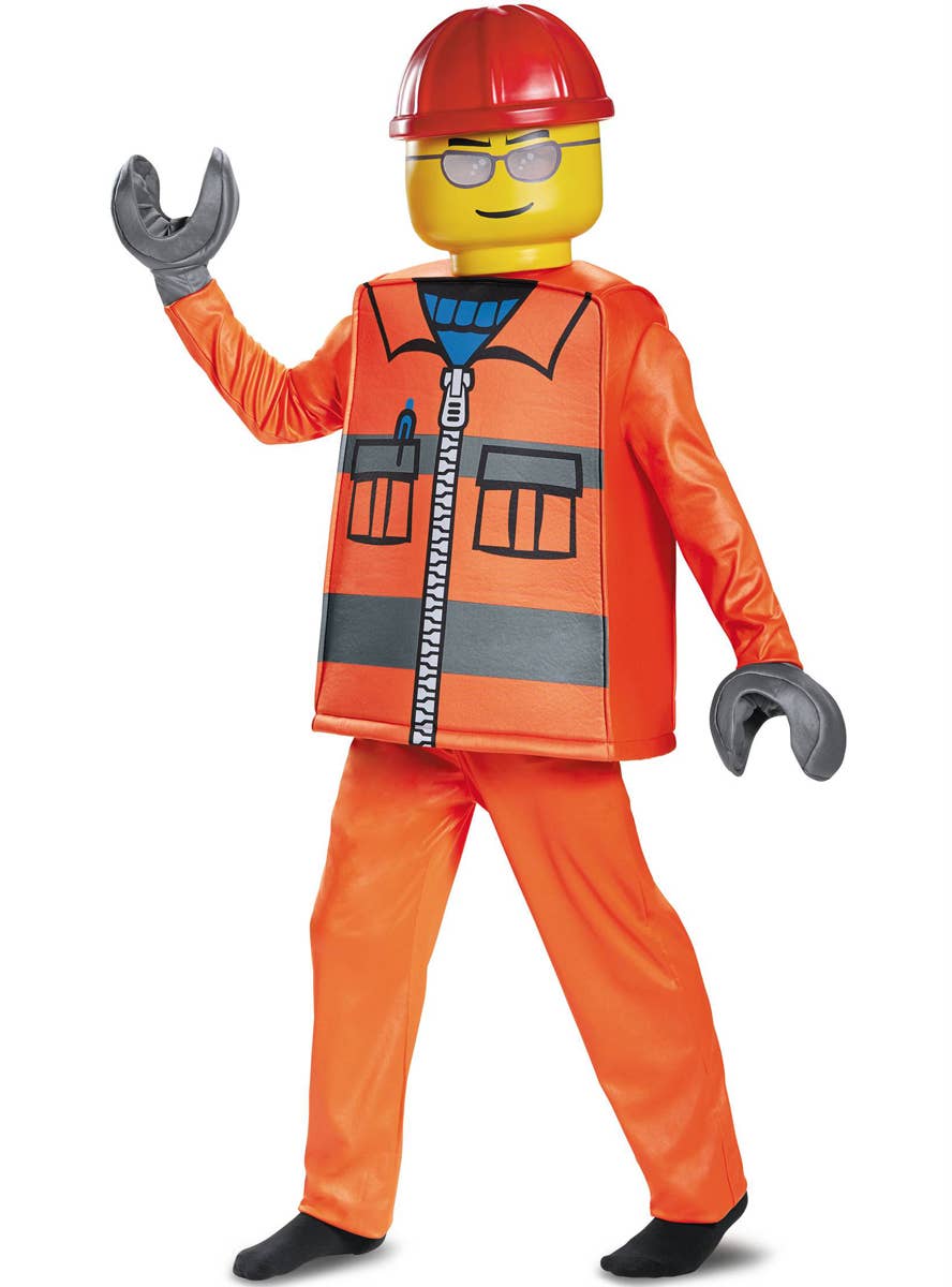 Boys Construction Worker Lego Man Costume - Alternate Image