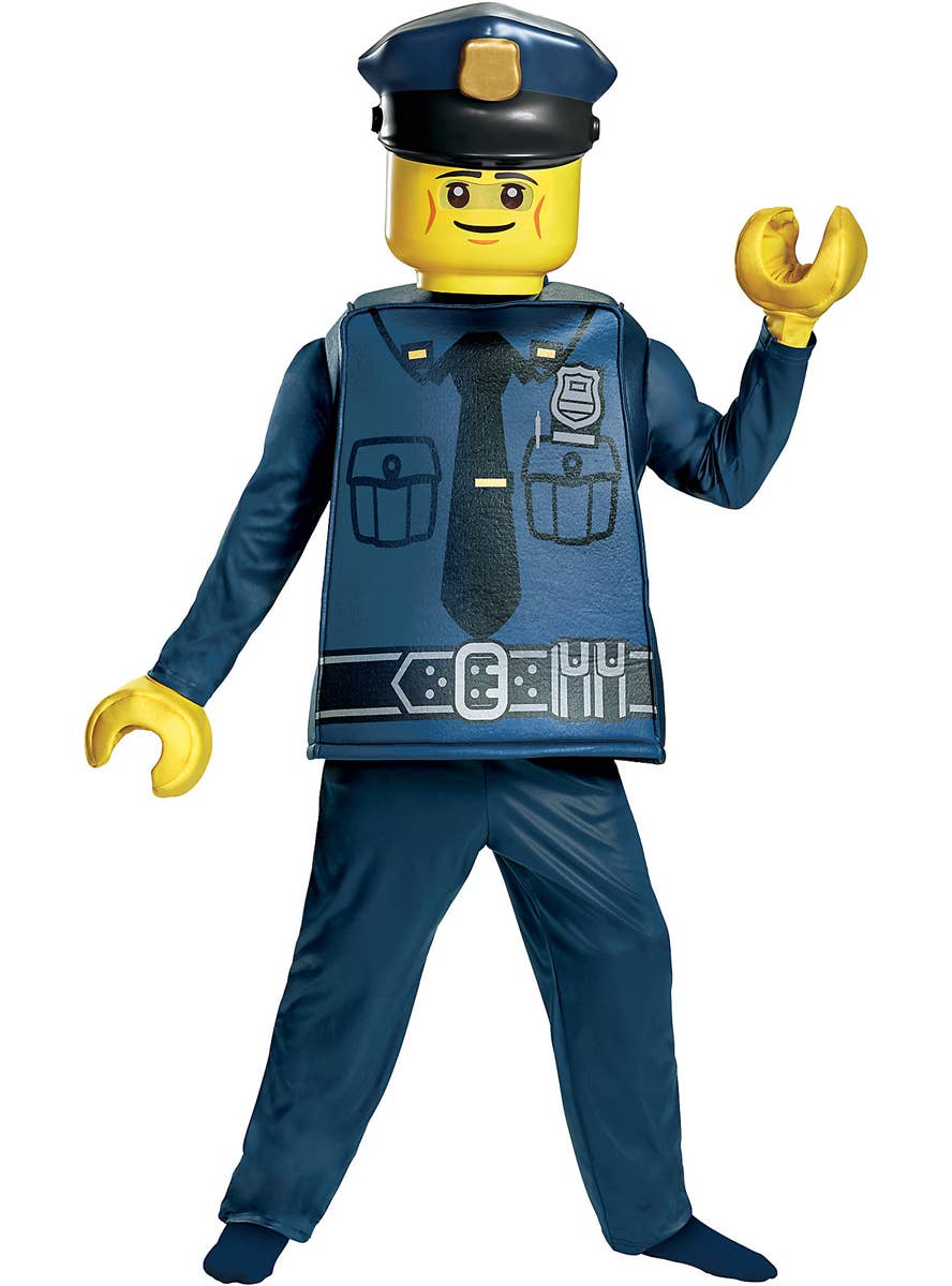 Boys Police Officer Lego Man Costume - Main Image