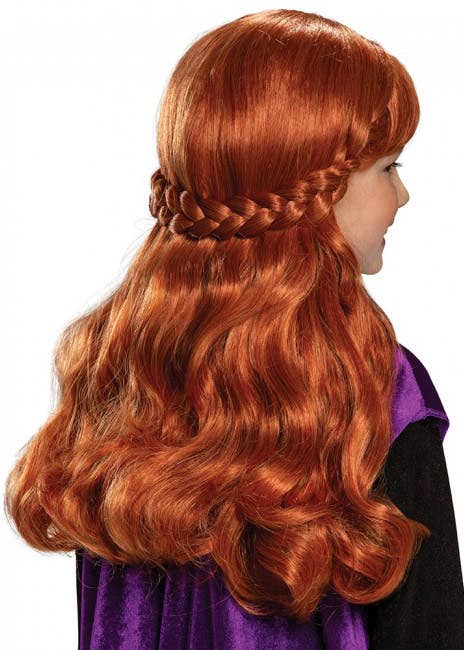 Girls Anna Frozen 2 Auburn Red Deluxe Wig - Back Image