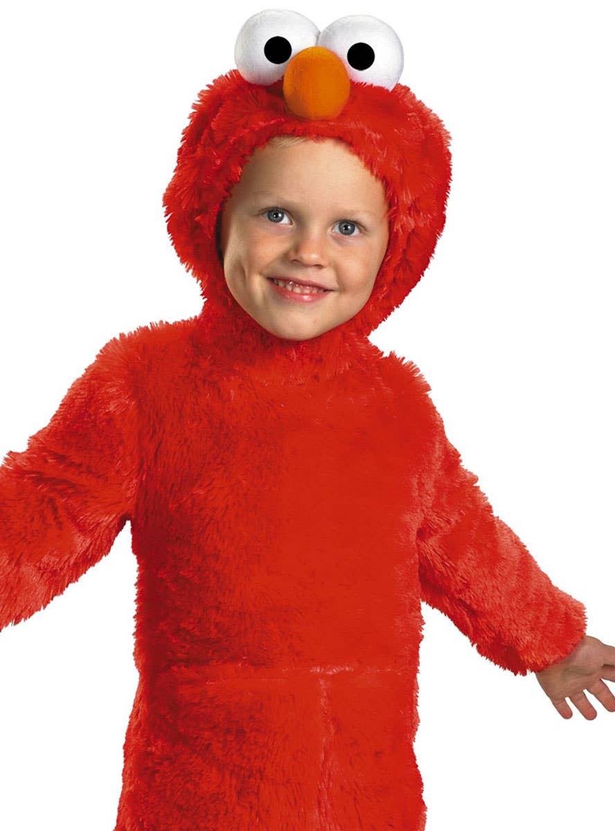 Kids Fluffy Red Elmo Sesame Street Costume close Up Image