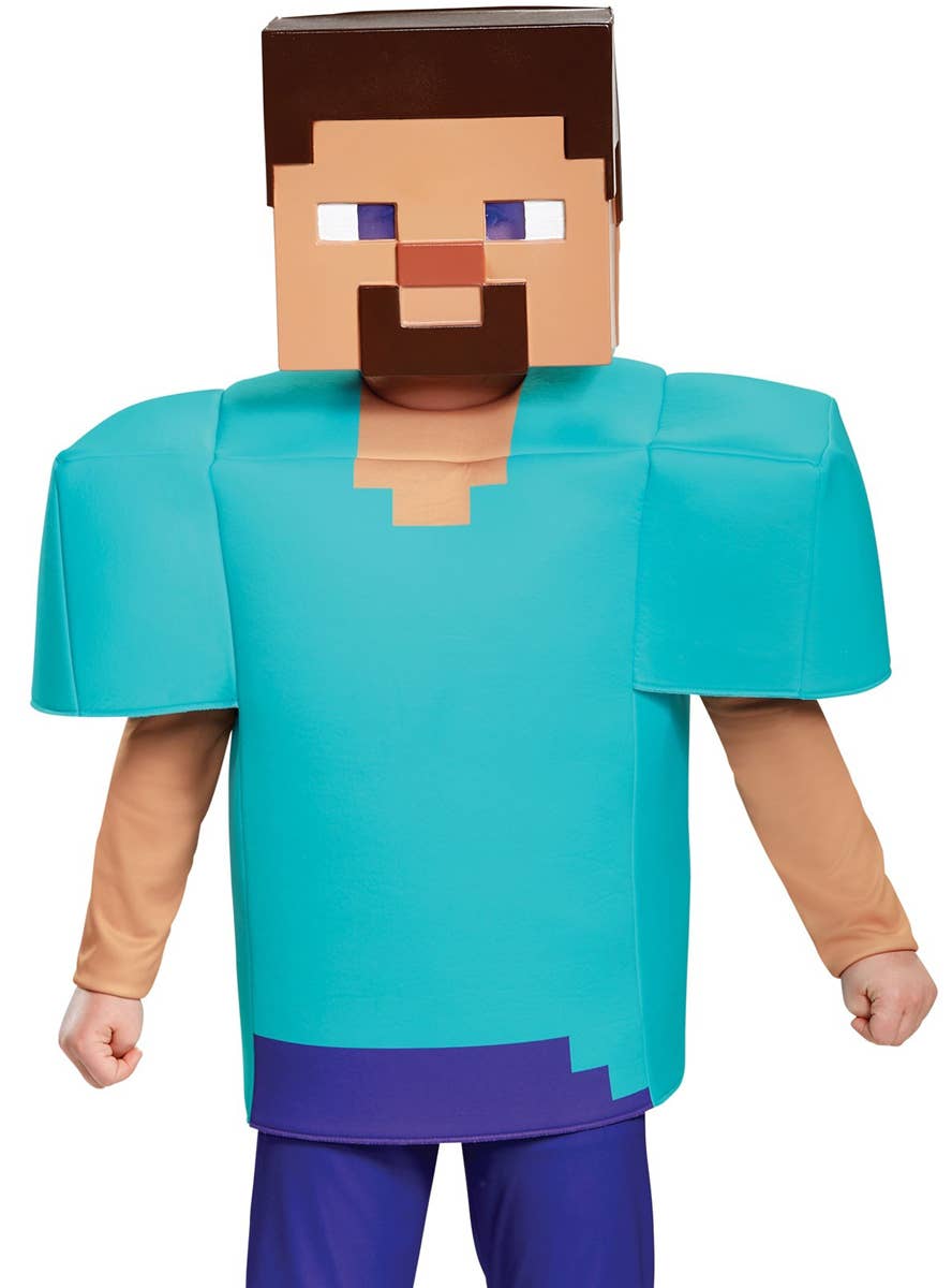 Boys Deluxe Minecraft Steve Costume - Close Up Image