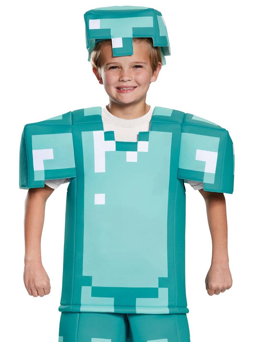 Kids Prestige Minecraft Armour Costume - Close Up Image