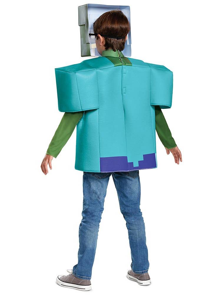 Zombie Steve Boy's Minecraft Costume - Back Image