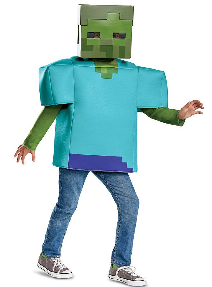 Zombie Steve Boy's Minecraft Costume - Front Image