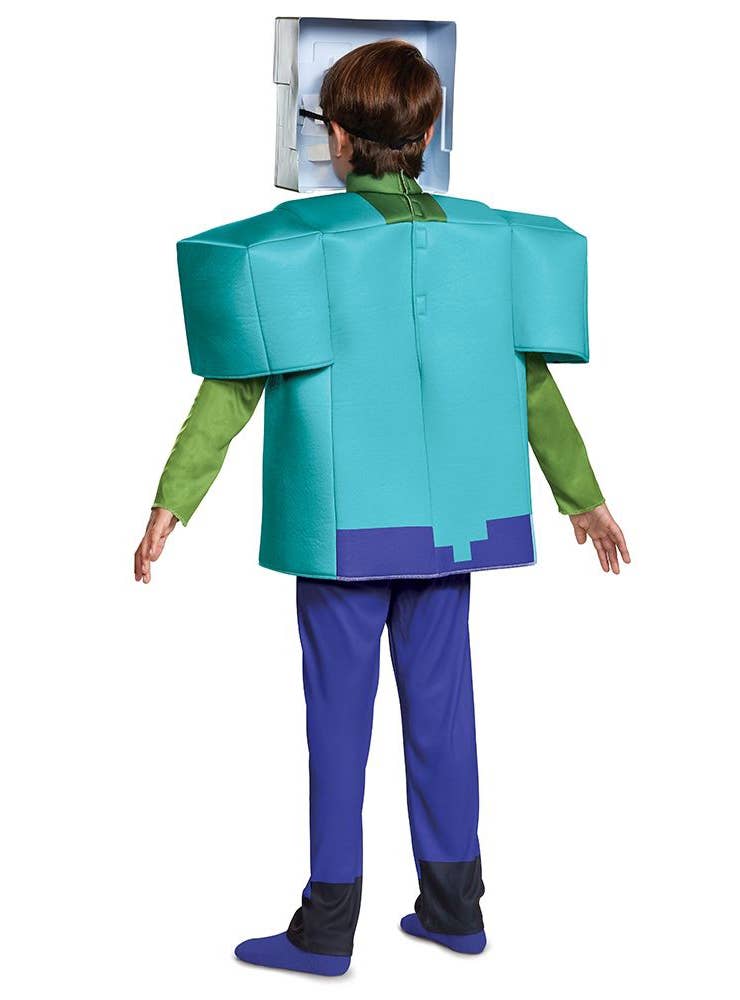 Deluxe Zombie Steve Boy's Minecraft Costume - Back Image