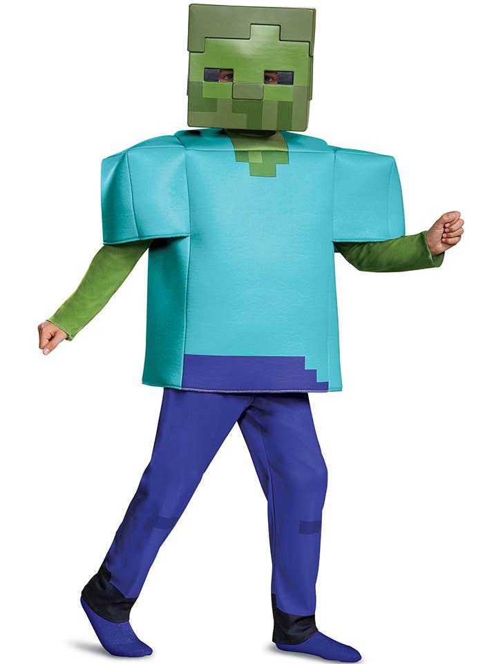 Deluxe Zombie Steve Boy's Minecraft Costume - Front Image