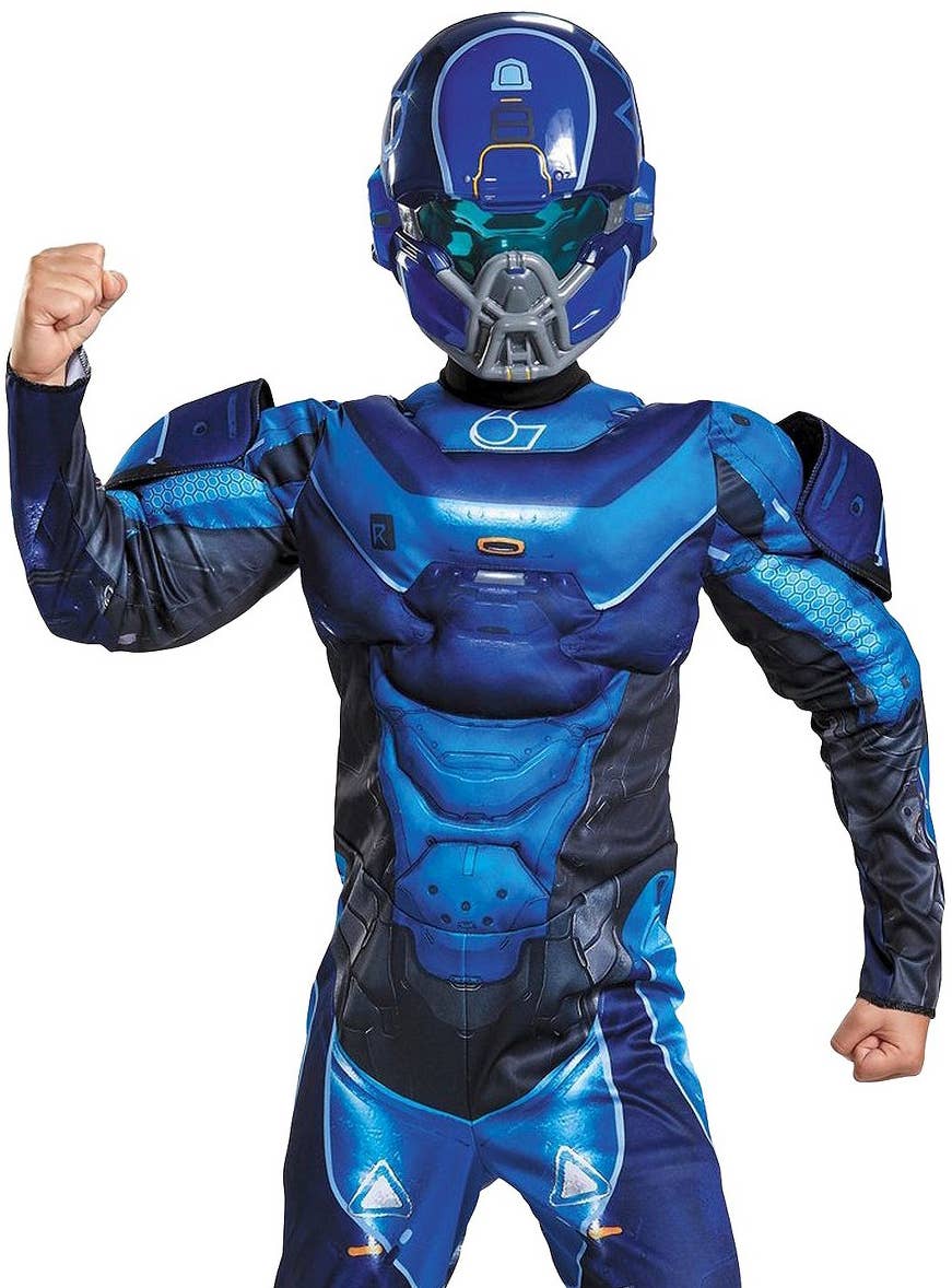 Boys Blue Spartan Costume - Close Up Image