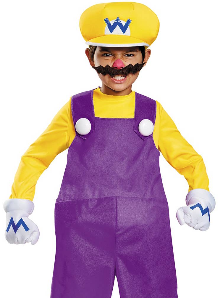 Boys Deluxe Wario Costume - Close Up Image