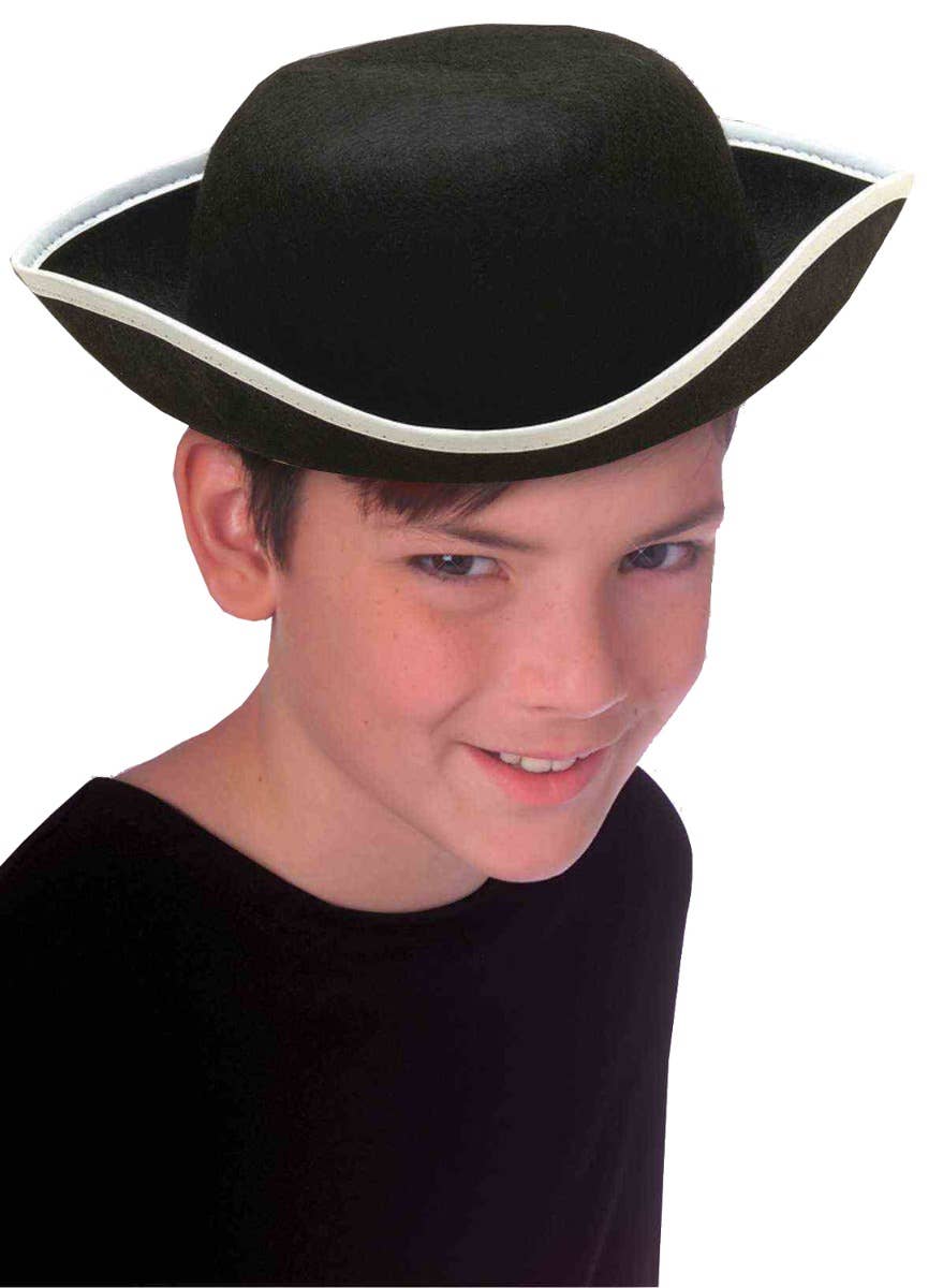 Kids Colonial White Trim Tricorn Hat Costume Accessory Main Image