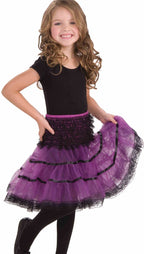 Image of Lace Trimmed Girls Purple and Black  Petticoat