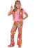 Girl's Retro Pink 1970's Fancy Dress Hippie Costume - Main Image