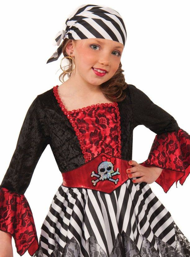 Buccaneer Miss Matey Girl's Cute Pirate Fancy Dress Costume Close Up Image