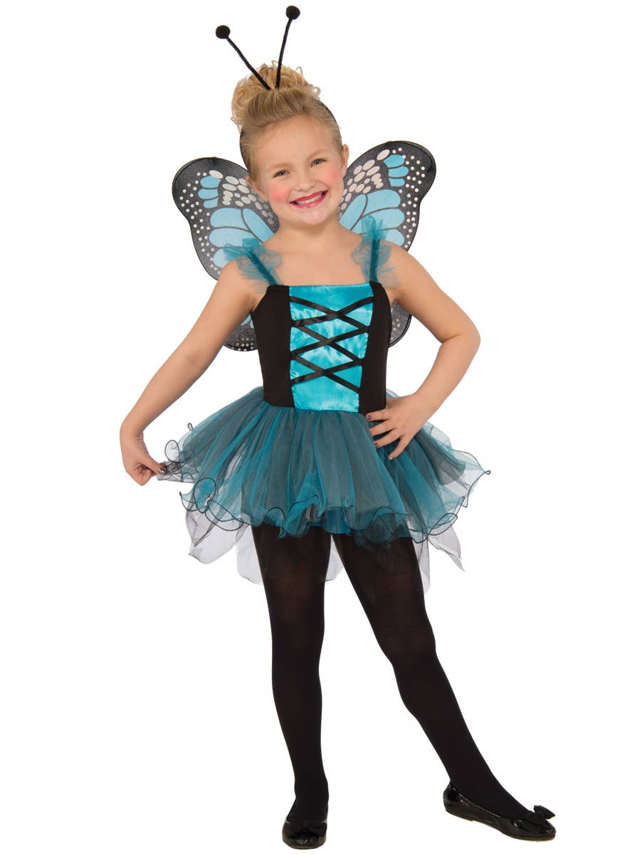 Blue Fluttery Girl's Butterfly Tutu Costume with Wings