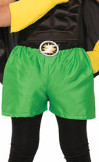 Kid's Unisex Superhero Bright Green Satin Boxer Shorts Costume Accessory Main Image