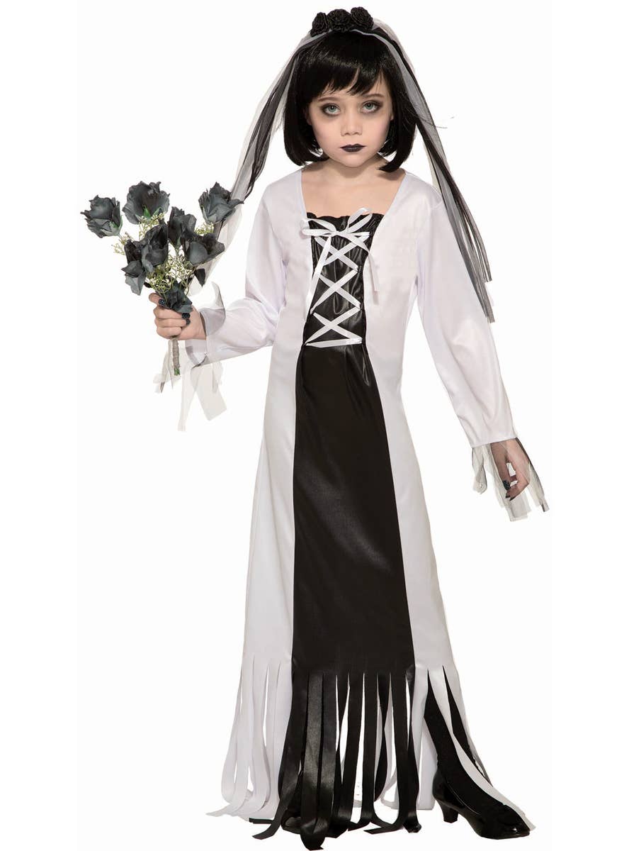 Black and White Girl's Ghost Bride Halloween Costume