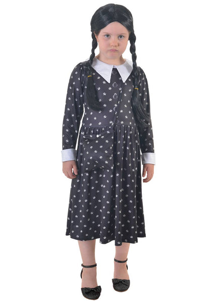 Girls Wednesday Addams Halloween Costume and Bag