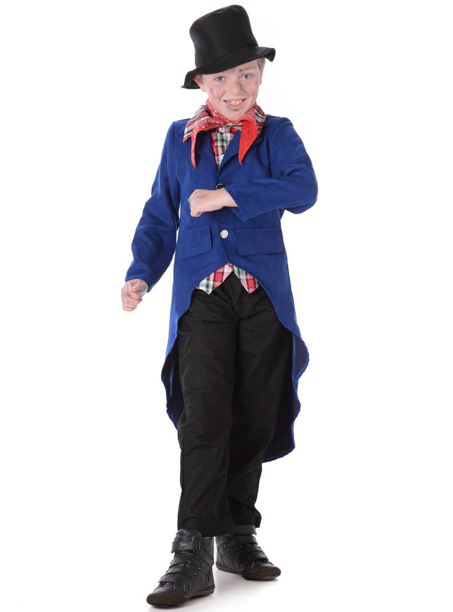 Blue Victorian Pick Pocket Boy's Historical Costume - Main Image