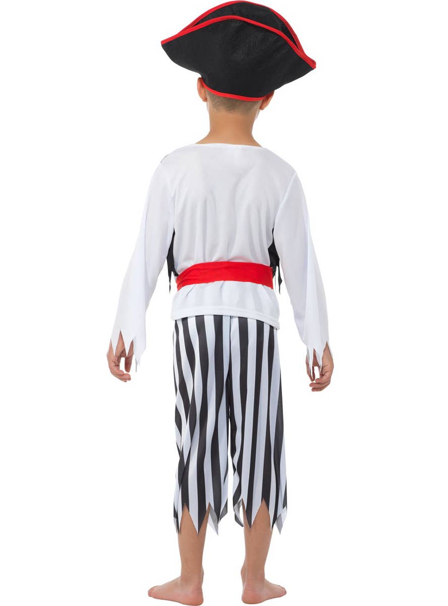 Boy's Classic Black and White Striped Pirate Costume - Back Image