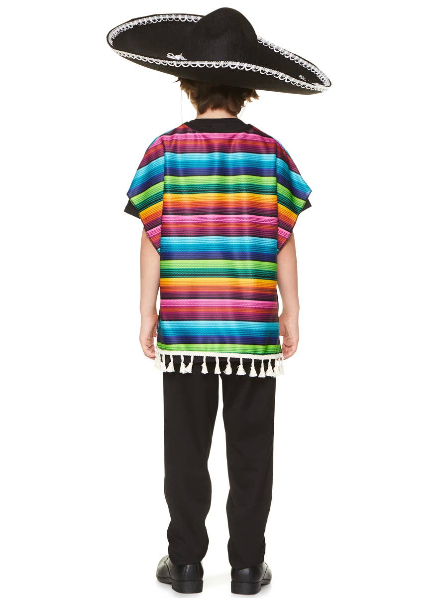 Kid's Mexican Rainbow Costume Poncho - Back View