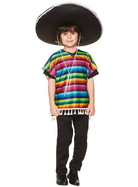 Kid's Mexican Rainbow Costume Poncho - Front View