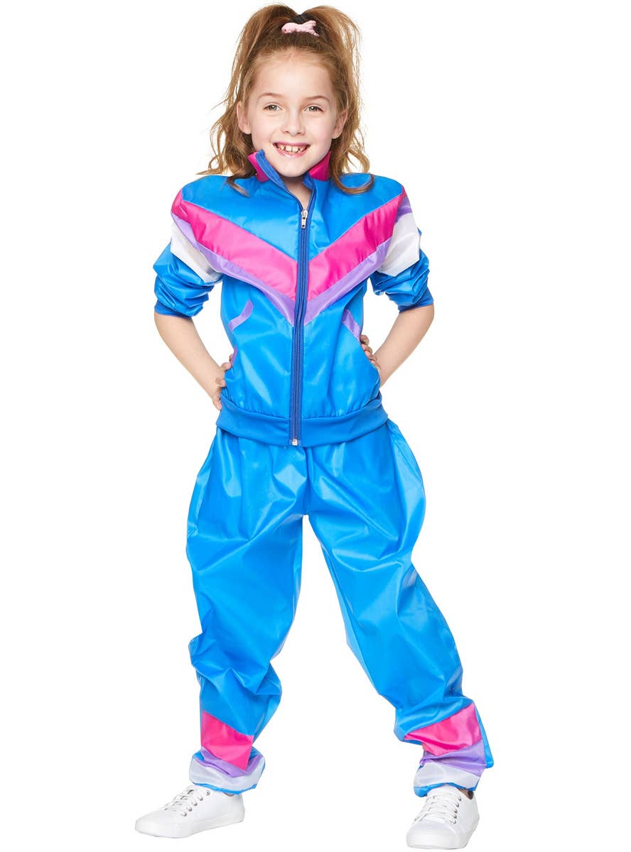 Blue 80's Shell Suit Costume for Girls - Main Image