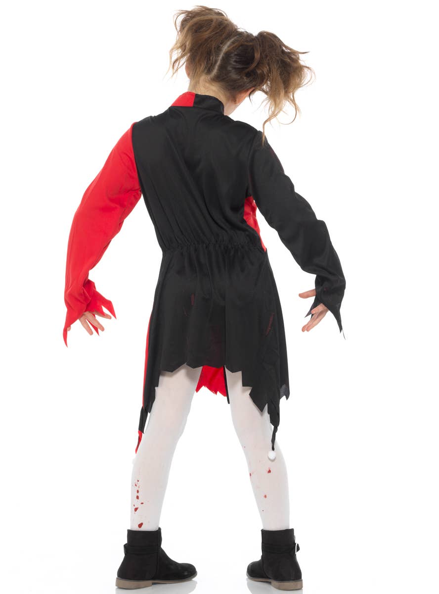 Image of Zombie Harlequin Girl's Halloween Costume - Back View