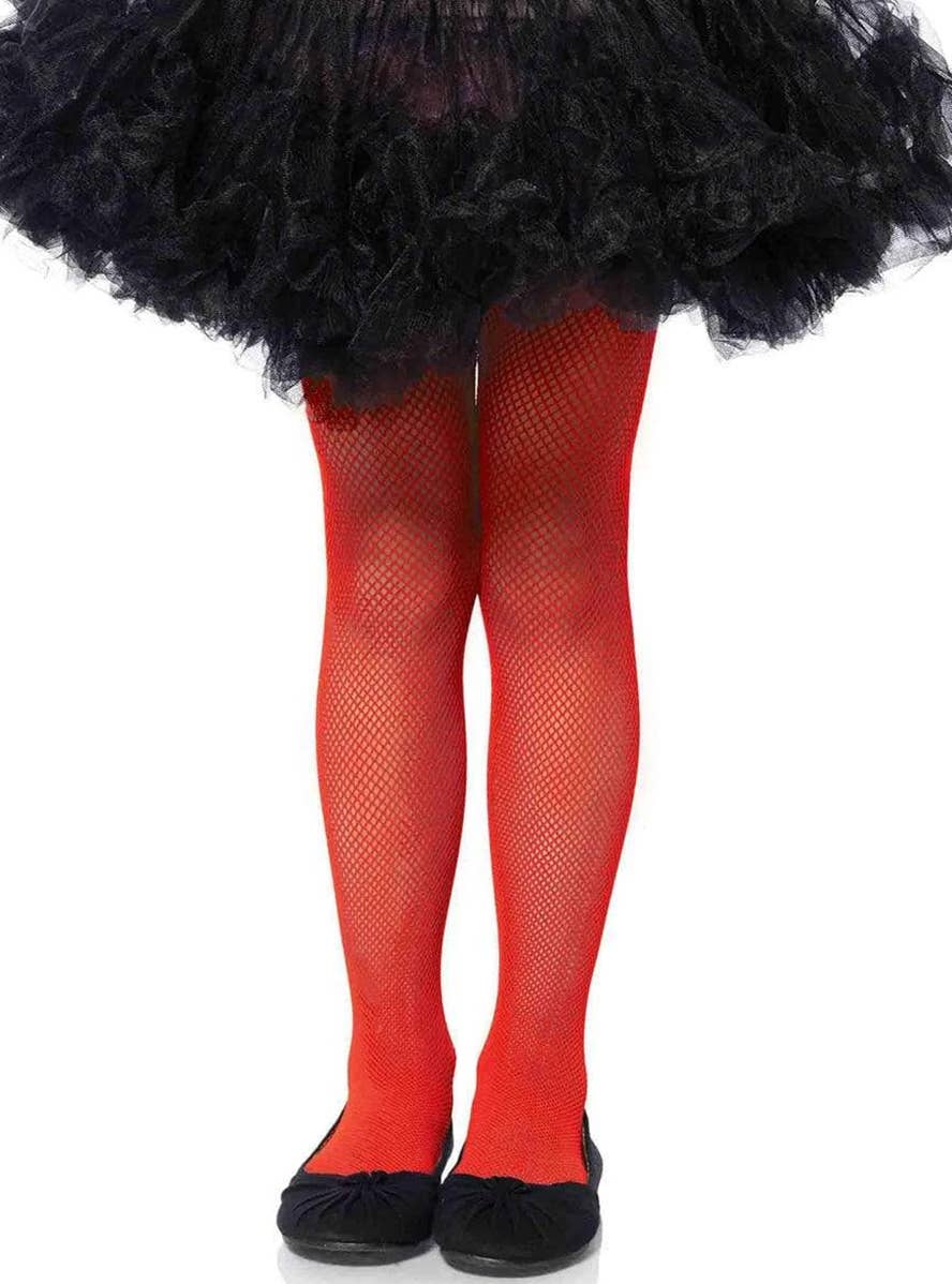 Girls Red Fishnet Halloween Costume Stockings Alternative Image