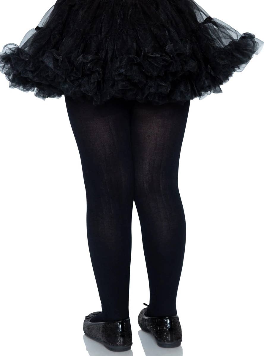 Girls Black Opaque Costume Tights Back Image