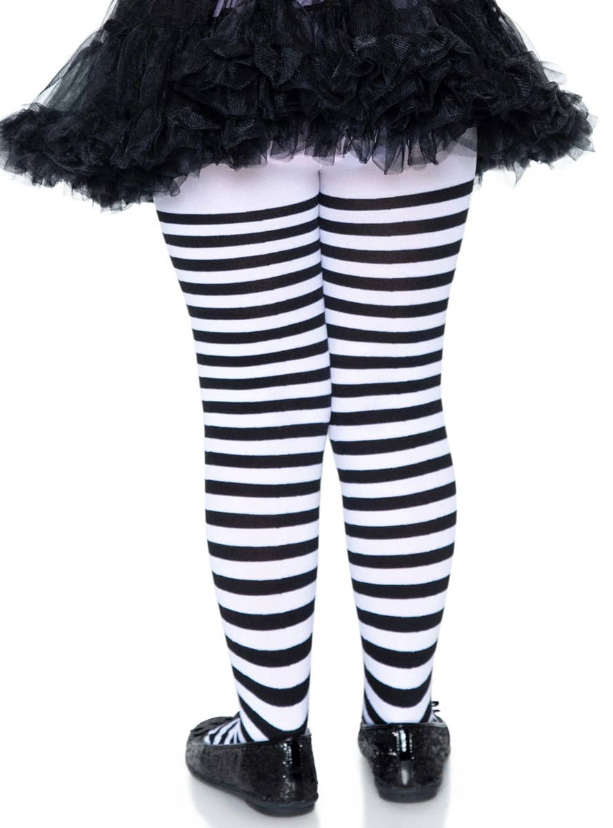 Black and White Striped Girls Stockings Main Image Back Image