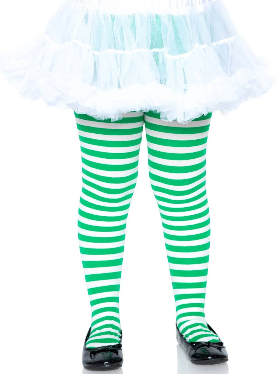 Girl's Green And White Costume Accessory Stockings Main Image