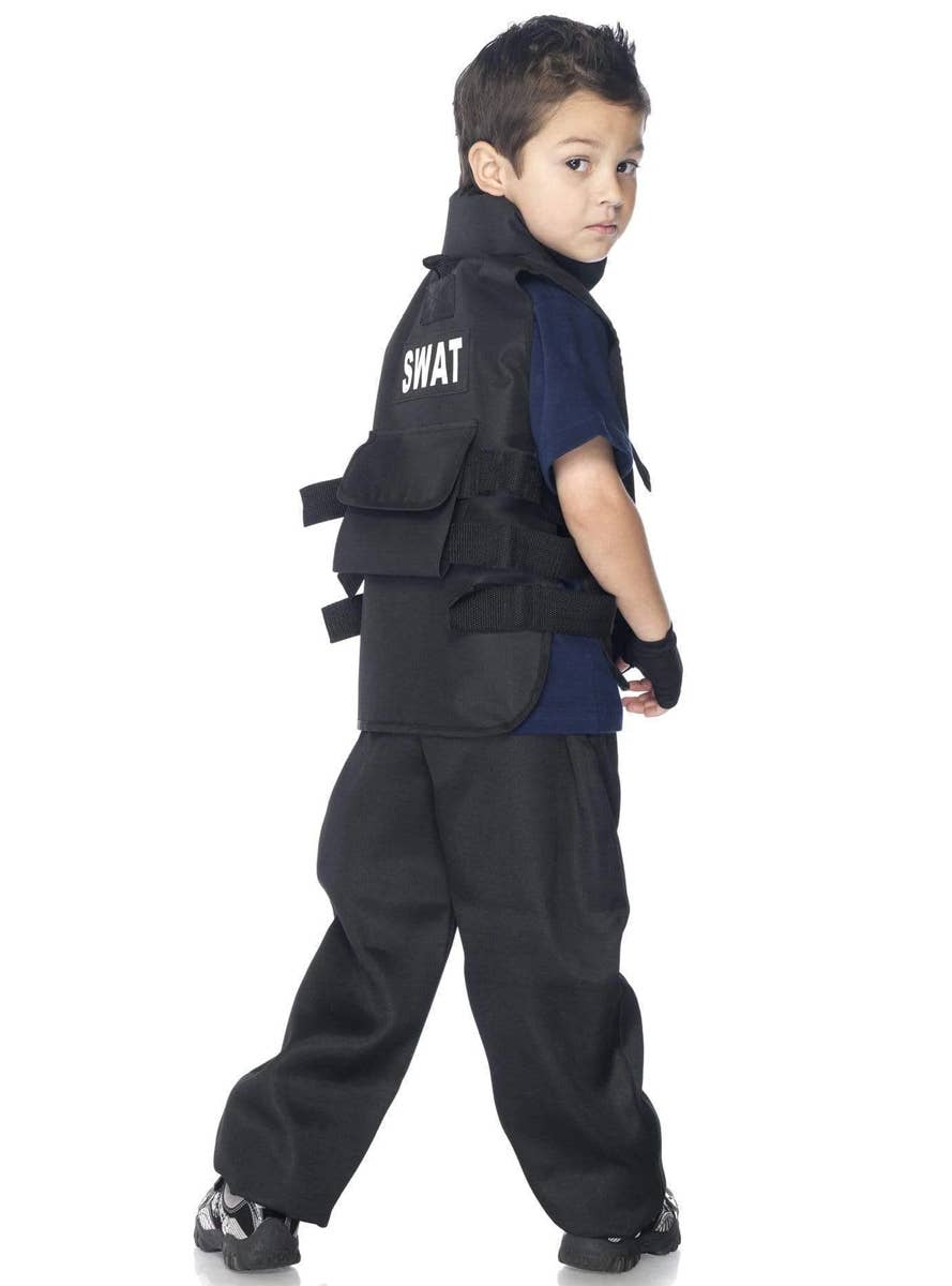 Boy's SWAT Police Officer Uniform Book Week Costume Back View