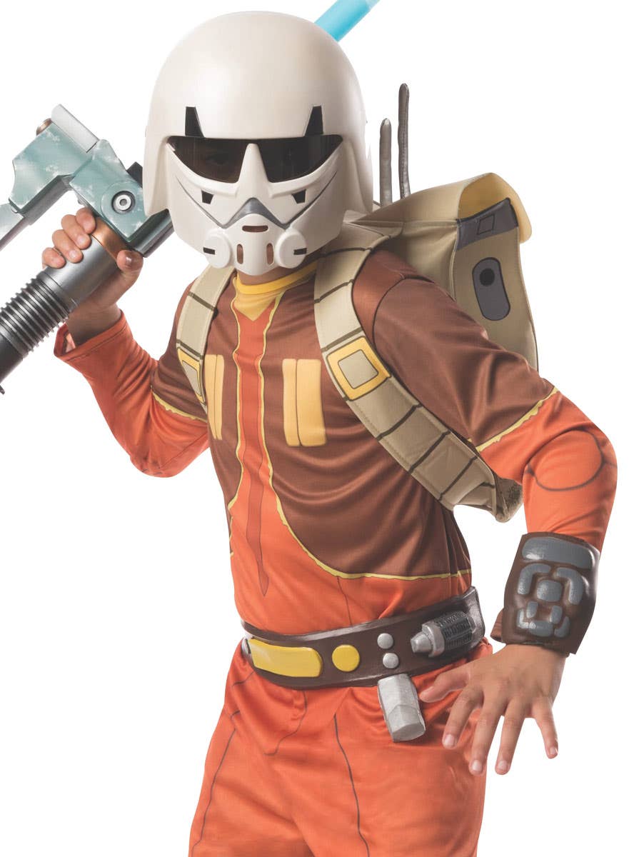 Boys Deluxe Star Wars Ezra Fancy Dress Costume Close Up Image