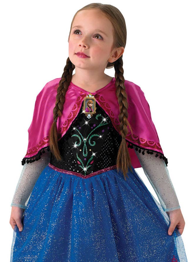 Girls Princess Anna Disney Frozen Fancy Dress Costume Close Image