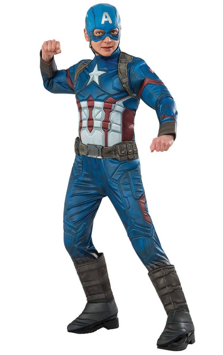 Deluxe Captain America Boys Costume | Muscle Chest Boys Costume