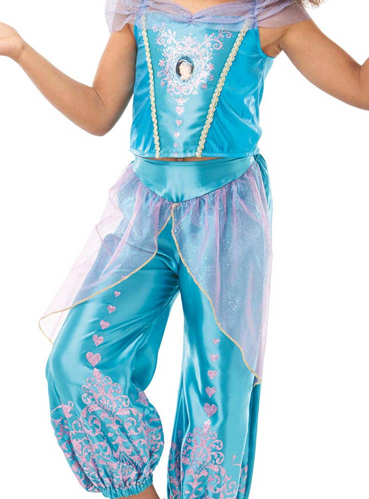 Fairytale Disney Princess Jasmine Girls Fancy Dress Costume Close Image 2