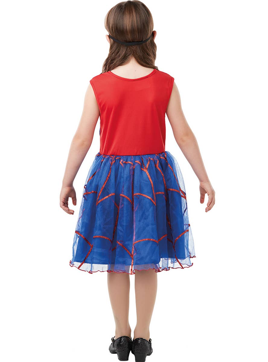 Girls Red and Blue Tutu Spidergirl Costume - Back Image