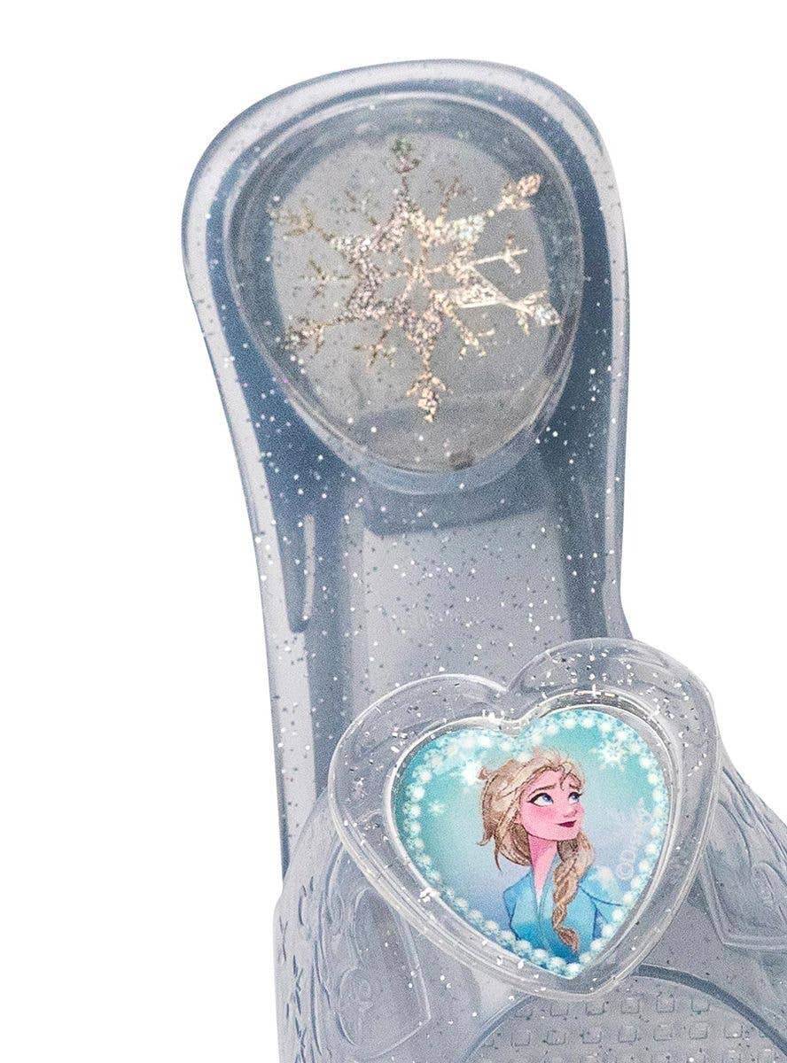 Image of Light Up Frozen Elsa Girls Blue Jelly Costume Shoes - Close Up