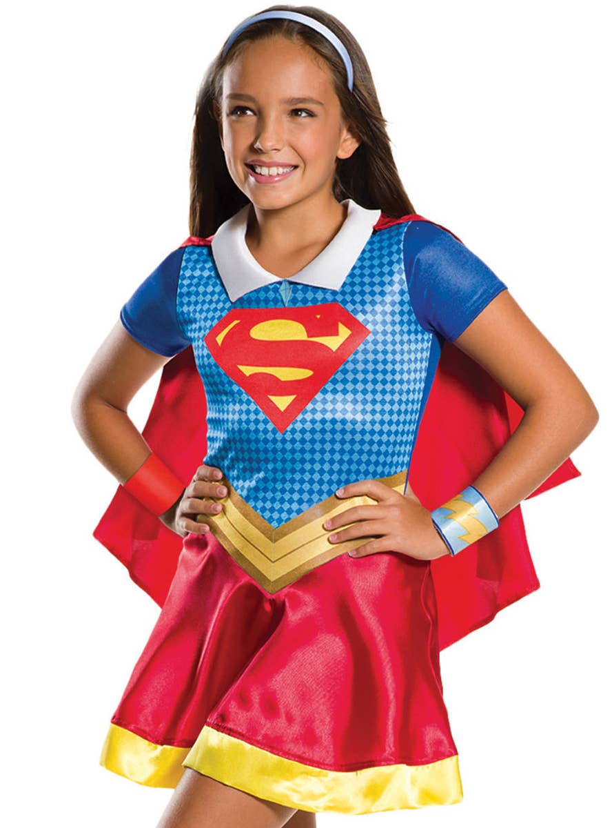 Girls Supergirl DC Comics Super Hero Fancy Dress Costume Zoom Image