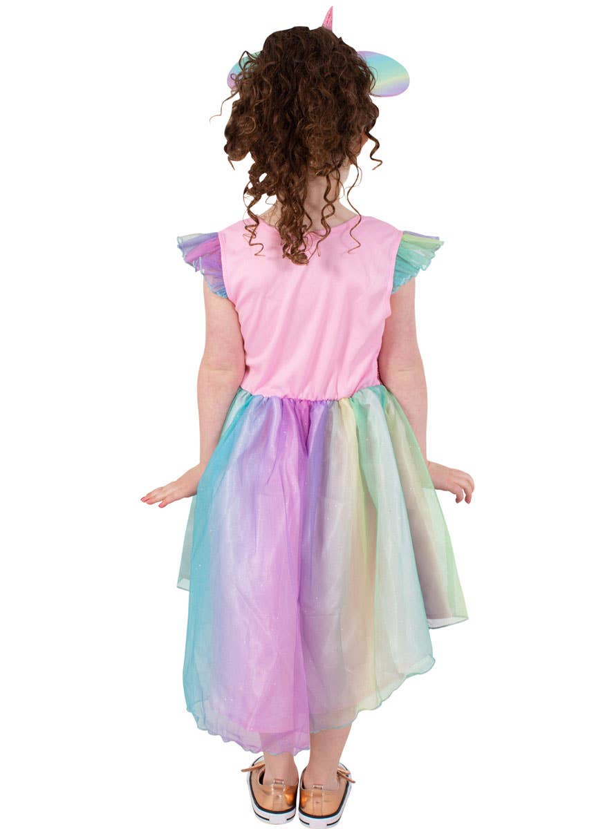 Girls Rainbow Minnie Mouse Unicorn Costume - Back Image