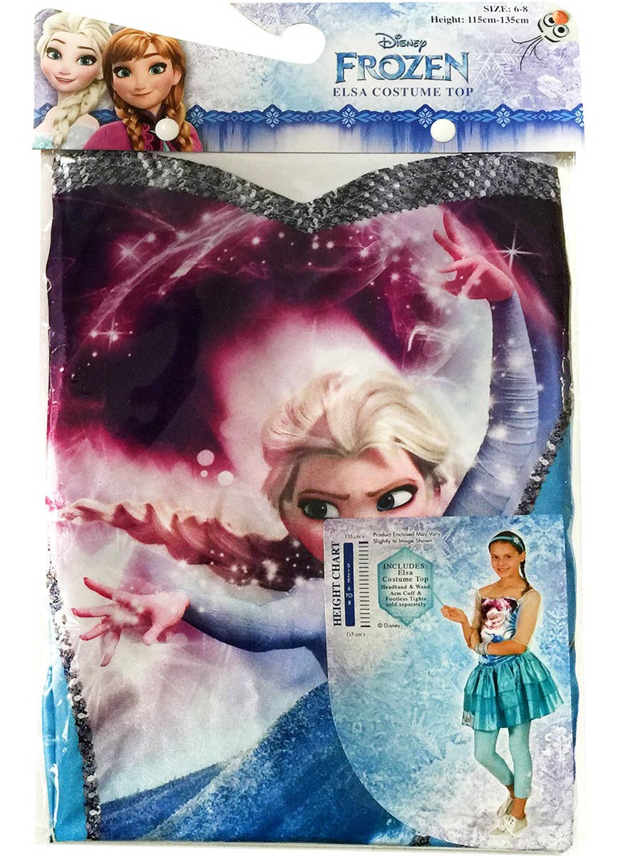 Girls Elsa Character Print Disney Frozen Costume Top Packaging Image