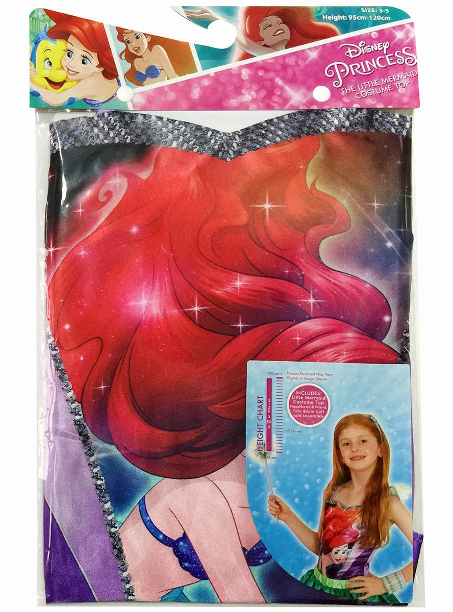 The Little Mermaid Girls Disney Ariel Character Costume Top Packaging Image