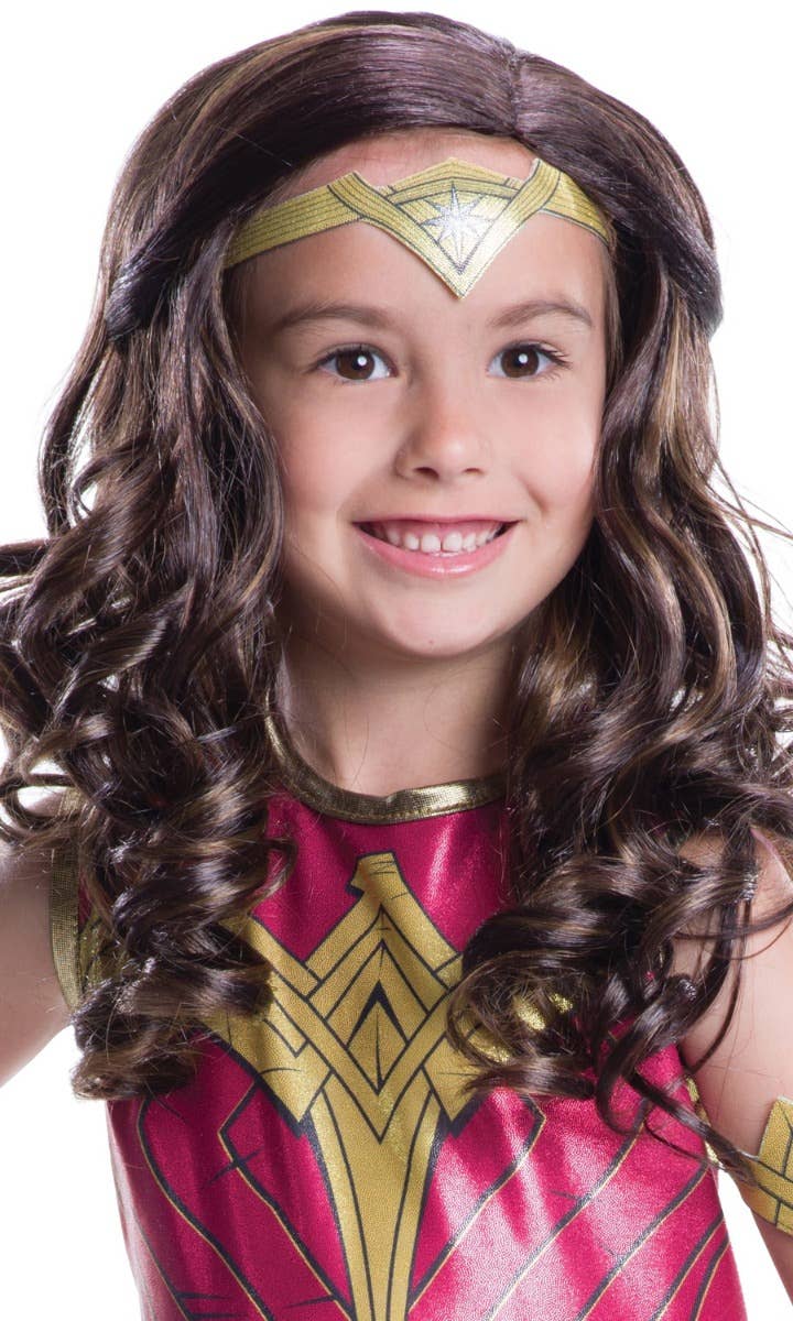 Girls Brown Wonder Woman Wig | Justice League Girls Superhero Wig