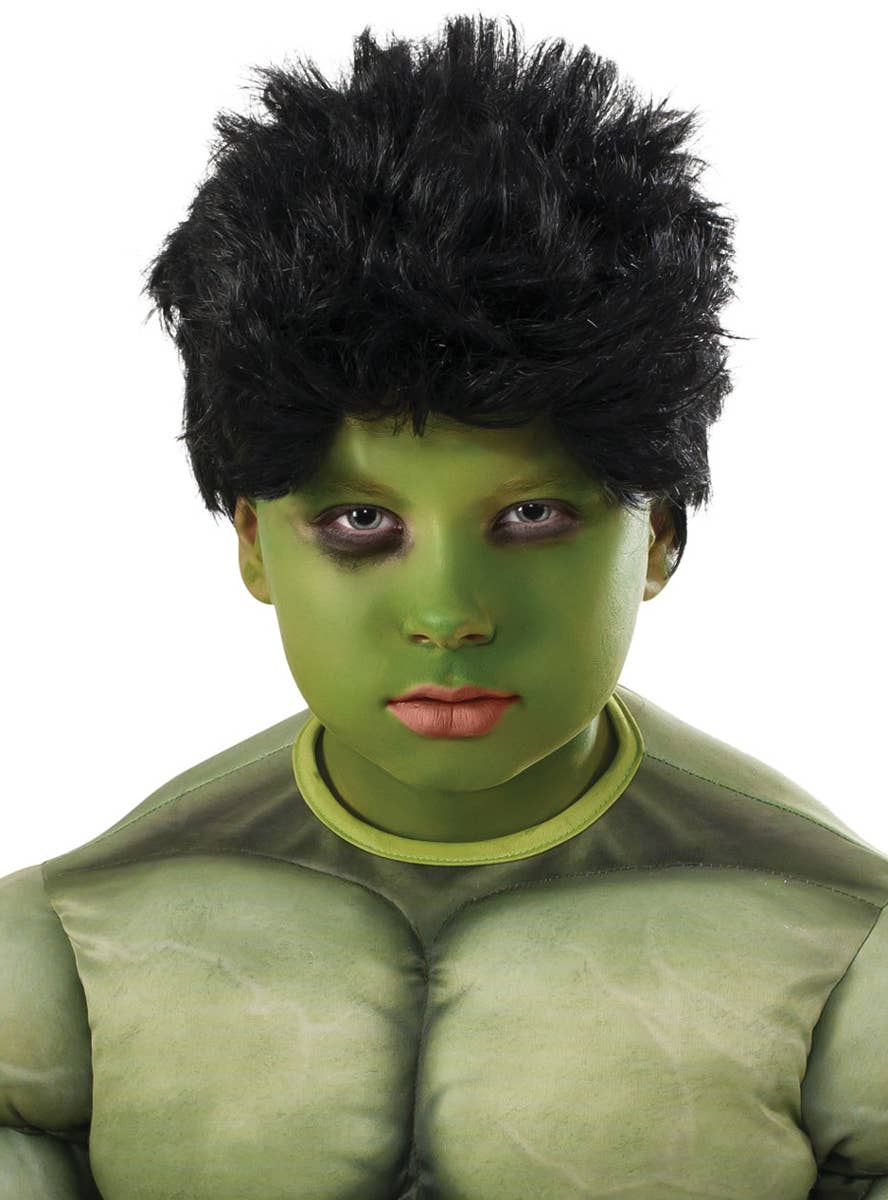 Fuzzy Short Black Boy's Incredible Hulk Character Costume Wig