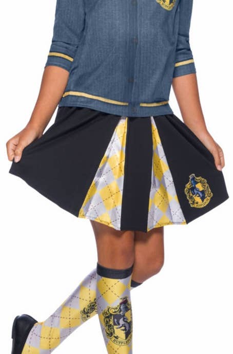 Girls Hufflepuff House Harry Potter Costume Skirt Close Image