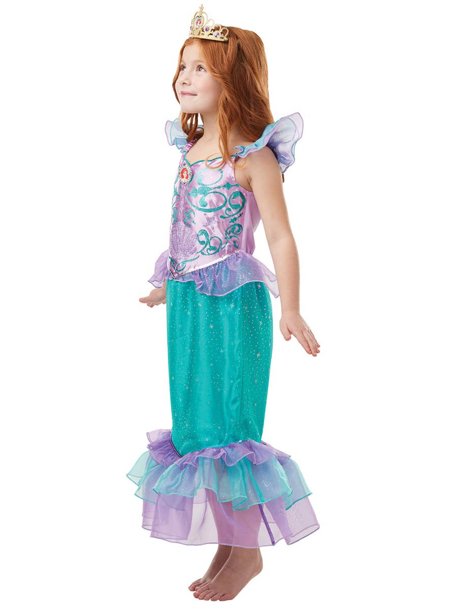 Girls Glitter Little Mermaid Ariel Costume - Side Image