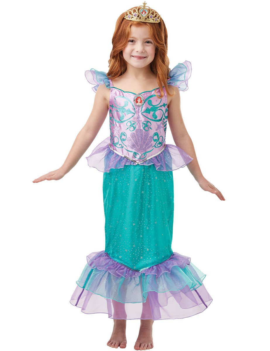 Girls Glitter Little Mermaid Ariel Costume - Front Image