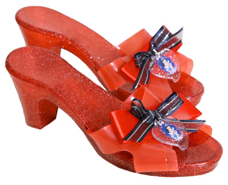 Image of Disney Princess Snow White Girls Red Glitter Costume Shoes - Close Up Image