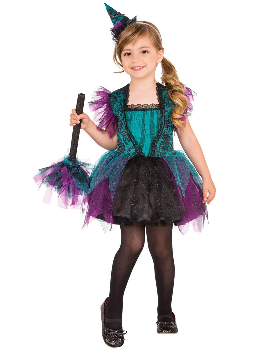 Girls Purple and Blue Witch Costume