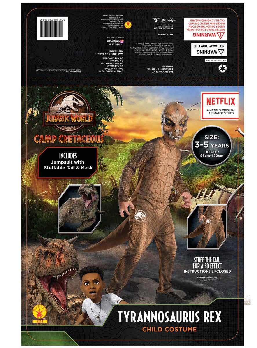 Boys Jurassic World Camp Cretaceous T-Rex Costume - Packaging Image